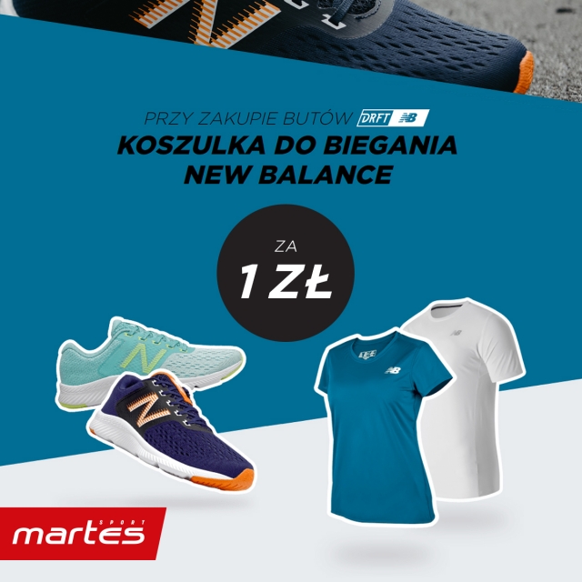 Kup buty New Balance DRIFT w Martes Sport i odbierz koszulkę biegową New Balance za 1 PLN!